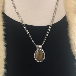 🇲🇽 MEX Silver 925 Brown Pendant w/Fígaro Chain!